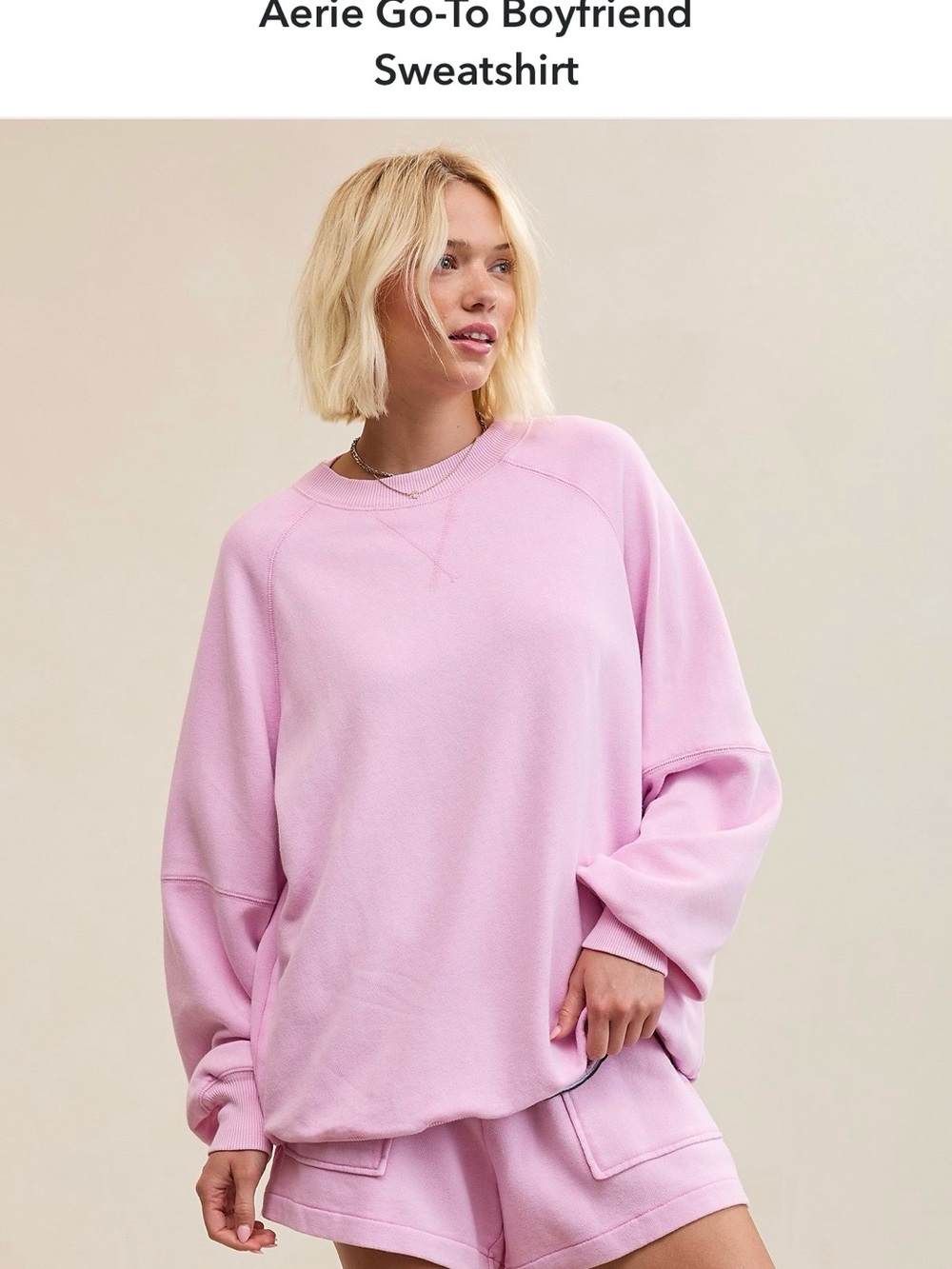aerie Relaxed Boyfriend Sweatshirt - Light Pink